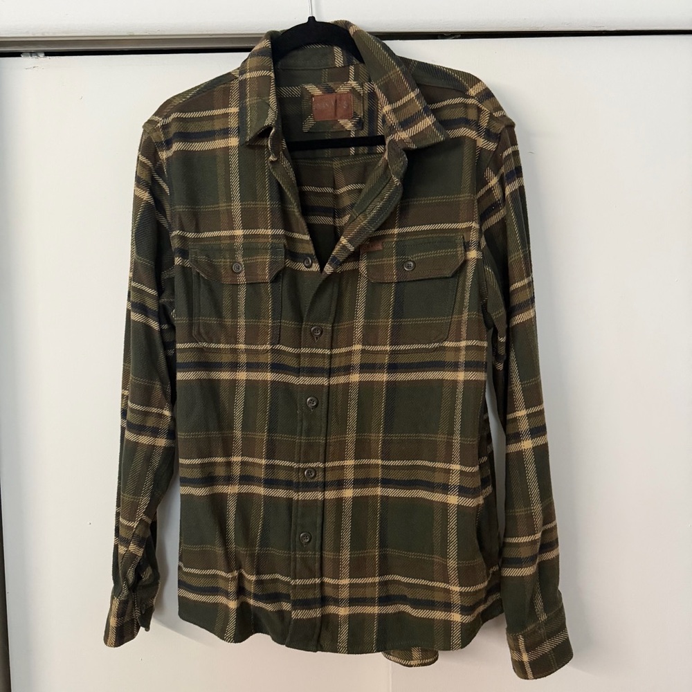 Orvis Thick Heavyweight Flannel Green Plaid Shirt Jacket‎ Mens S Warm Outdoor